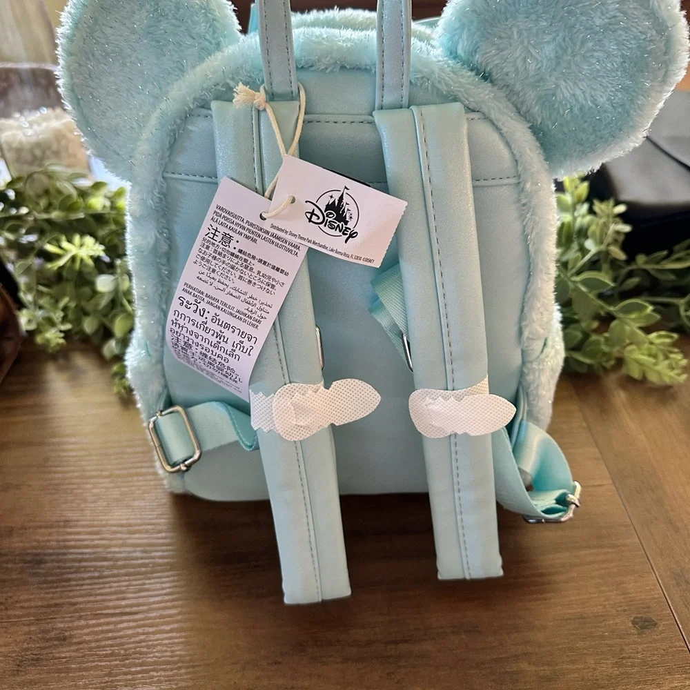 Disney park Loungefly Mint Plush Backpack with Bow Tinsel - Picture 4 of 5
